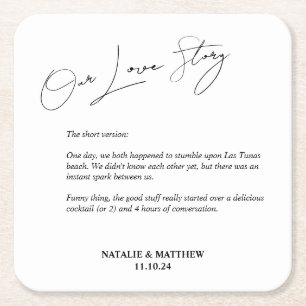 Our Love Story Wedding Napkins Square Paper Coaster