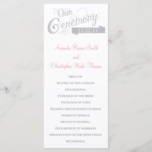 Our Love Story Wedding Program Programme (Front)