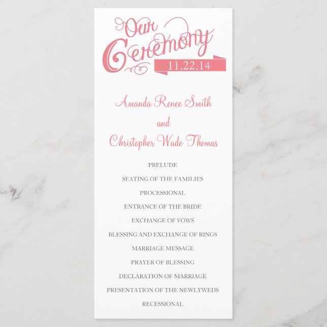 Our Love Story Wedding Program Programme (Front)