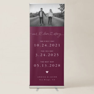 Our Love Story Wedding Timeline Photo Cranberry Retractable Banner