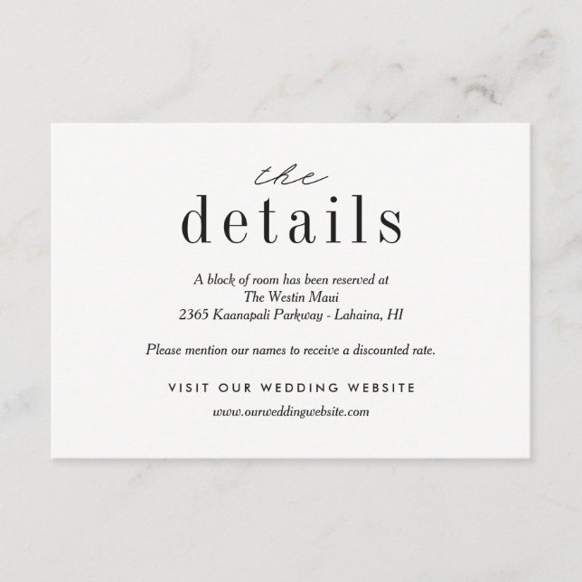 Our Love Wedding Details Enclosure Cards (Front)