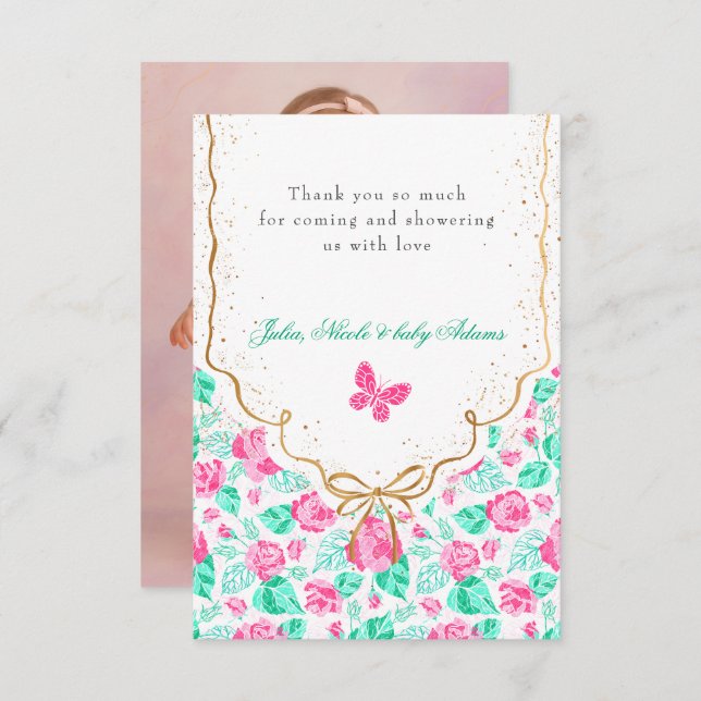 Our Lovely One Baby Shower Thank You Card (Front/Back)