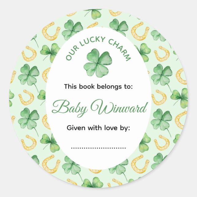 Our Lucky Charm St Patrick's Baby Shower Classic Round Sticker (Front)