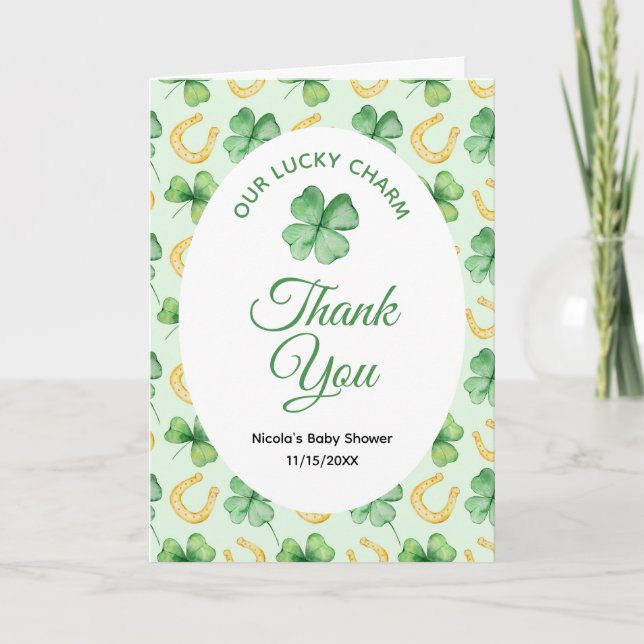 Our Lucky Charm St Patrick's Baby Shower Thank You Card (Front)