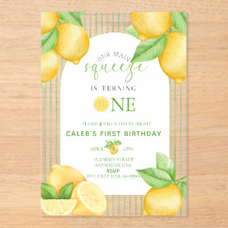  Our Main Squeeze Lemon 1st Birthday Invitation