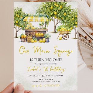Our Main Squeeze Lemon Birthday Invitation