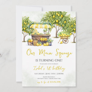 Our Main Squeeze Lemon Birthday Invitation