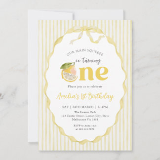 Our main Squeeze Lemon Citrus 1st Birthday Invitation