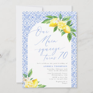 Our Main Squeeze turns 70 Lemon Italian Birthday Invitation