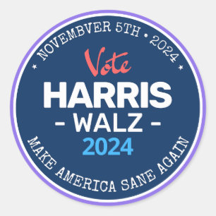 Our Make America Sane Again Harris Walz 2024  Classic Round Sticker
