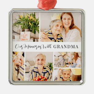 Our Memories with Grandma Modern Fun Photo Collage Metal Tree Decoration