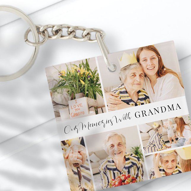Our Memories with Grandma Modern Photo Collage Key Ring (Creator Uploaded)