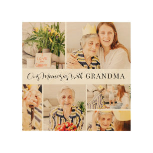 Our Memories with Grandma Modern Photo Collage Wood Wall Art