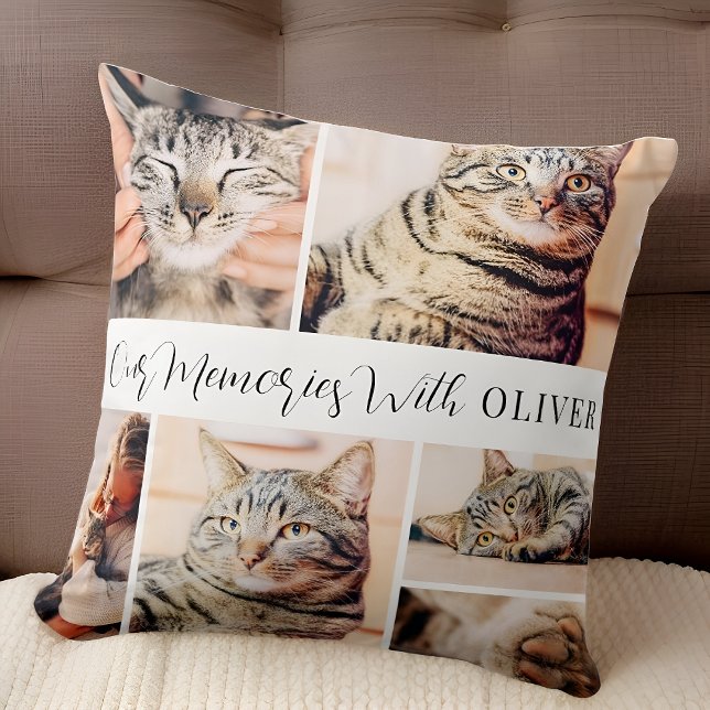 Our Memories with my Pet Modern Photo Collage Cushion (Creator Uploaded)