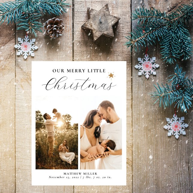 Our Merry Little Christmas Star Baby Announcement Postcard (Creator Uploaded)