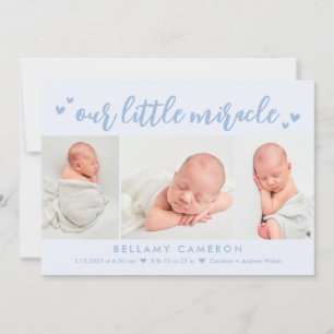 Our Miracle Editable Colour Baby Birth Announcemen Holiday Card