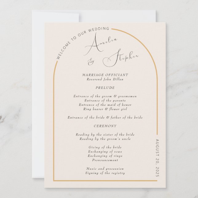 Our Modern Arch with Real Foil Wedding Program Invitation (Front)