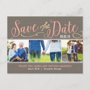 Our Moments Save The Date Postcard - Peach