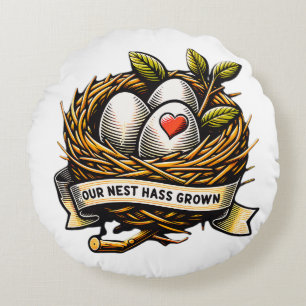 Our Nest Has Grown Family Love Round Cushion