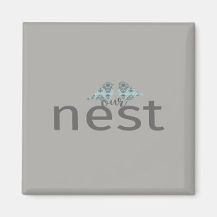 Our Nest Text With Two Birds Magnet