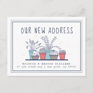 Our New Address   Doodle House Plants Postcard