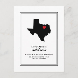 Our New Address in TX   Mark Your City W/Heart Postcard