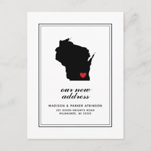 Our New Address in WI Mark Your City W/Heart Postcard