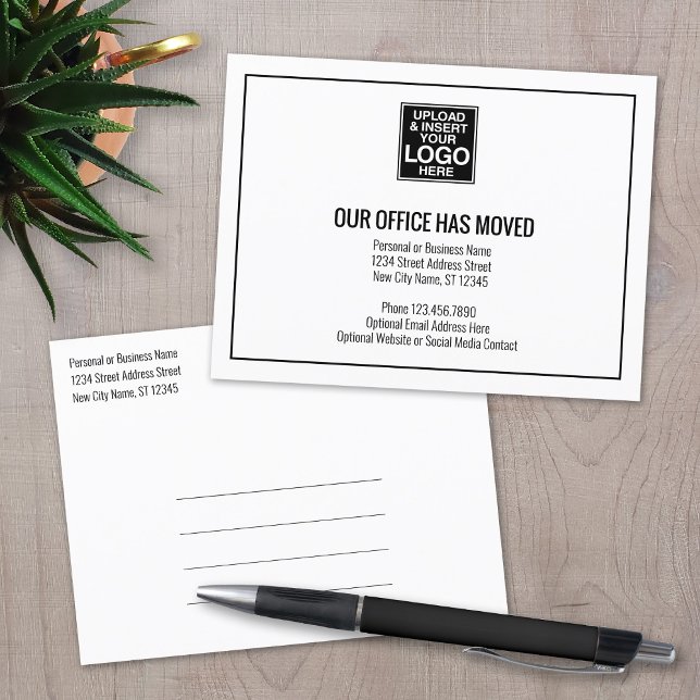Our New Address Information with Business Logo Announcement Postcard (Creator Uploaded)