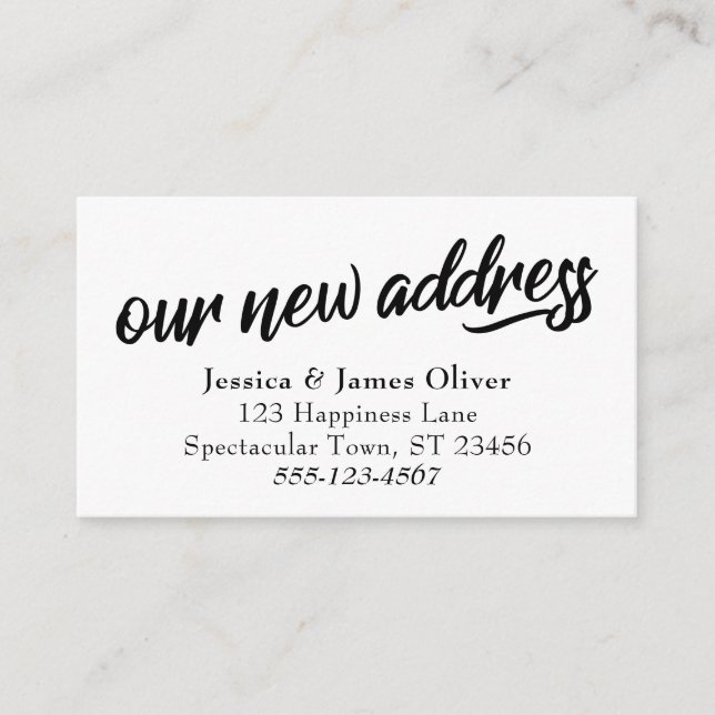 "Our New Address" Minimal Typography Insert Card (Front)