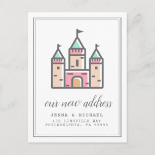 Our New Address   Pastel Castle Home Postcard
