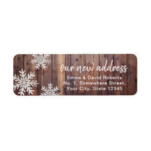 Our New Address Rustic Winter Snowflakes