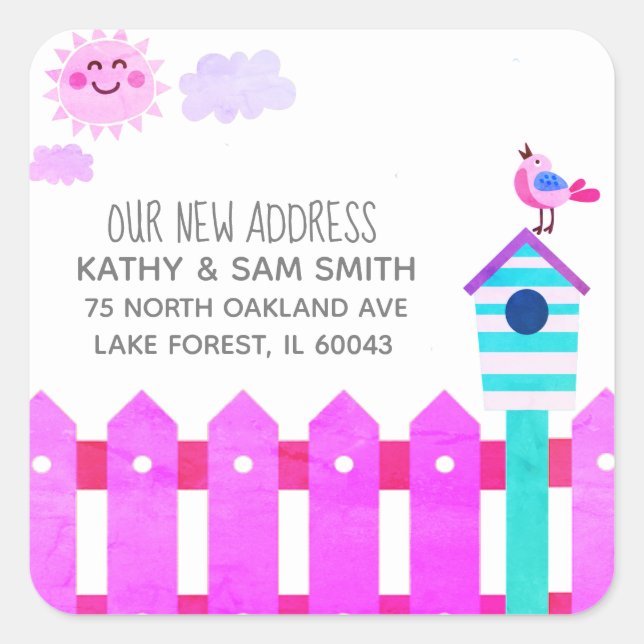 Our New Address Square Sticker (Front)