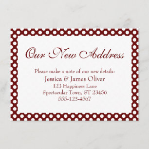 Our New Address w/ Burgundy and White Polka Dots Enclosure Card