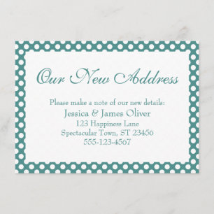 Our New Address w/ Light Teal and White Polka Dots Enclosure Card