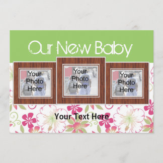 Our New Baby, Custom Photo Birth Announcement Card