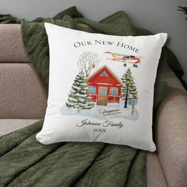 Our New Home Cessna Airplane Cute Watercolor Cushion (Creator Uploaded)