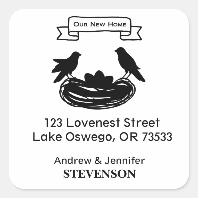 OUR NEW HOME/Change of Address Personalised Square Sticker (Front)