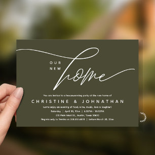 Our New Home, Cosy Lovely Olive Housewarming Party Invitation