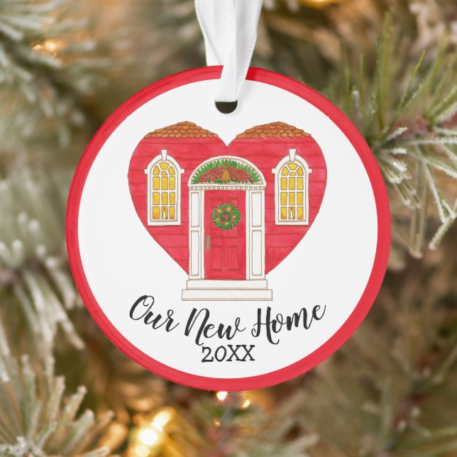 Our New Home Heart Year Personalised Ornament (Tree)