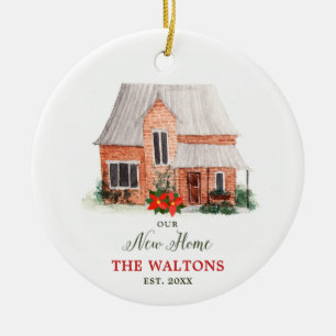 Our New Home Personalised First Christmas Address Ceramic Tree Decoration