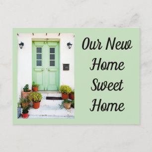 Our New Home Sweet Home Green Doors Moving Postcard
