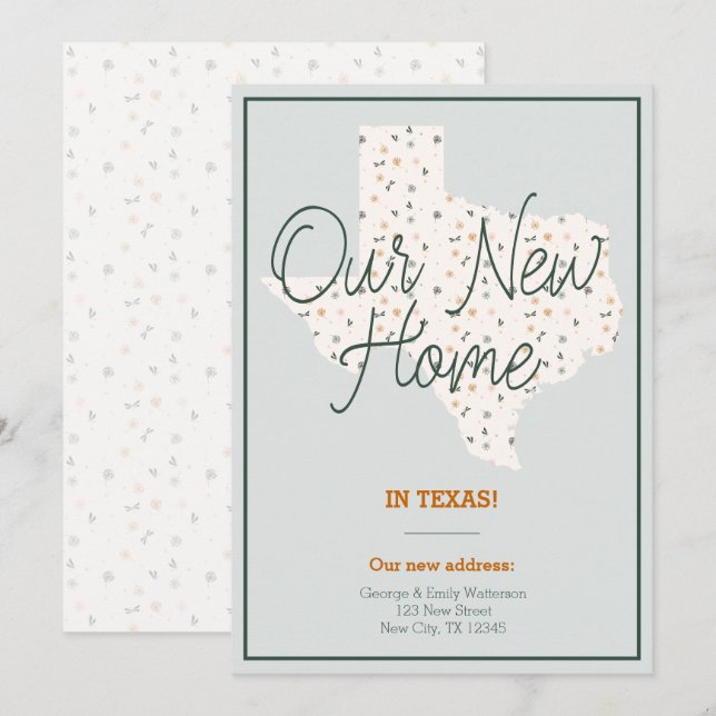 Our New Home - Texas Moving Announcement (Front/Back)
