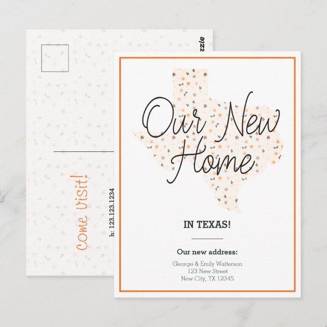 Our New Home - Texas Moving Announcement Postcard (Front/Back)