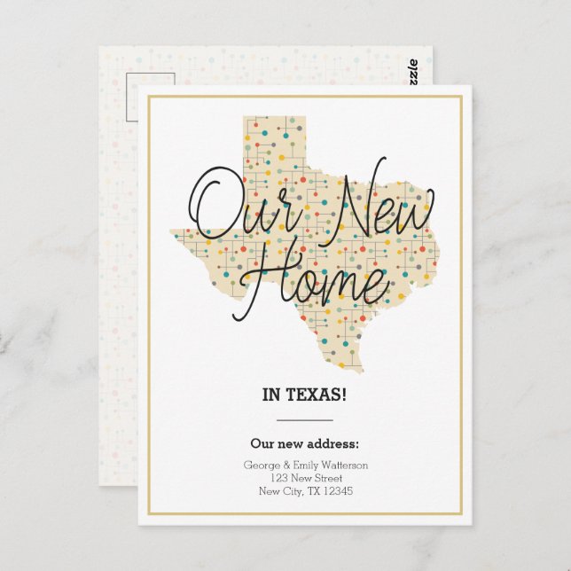 Our New Home - Texas Moving Announcement Postcard (Front/Back)