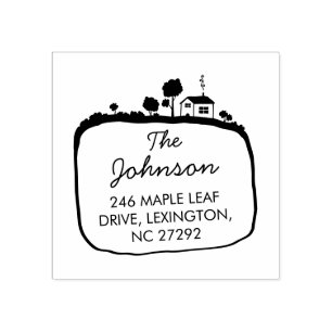Our New House Address Announcement Garden Rubber Stamp