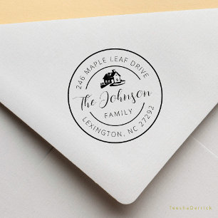 Our New House Address Announcement Round  Rubber Stamp