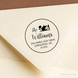 Our New House Announcement Return Address Round  Rubber Stamp