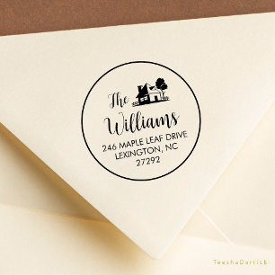 Our New House Announcement Return Address Round  Rubber Stamp