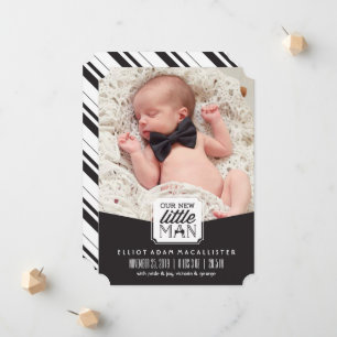 Our New Little Man Bow Tie Classic Photo Birth Announcement