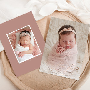 Our New Love Foil Script Photo Birth Announcement